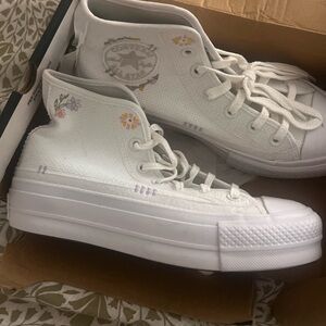 Converse Women's White Floral High-Top Sneakers